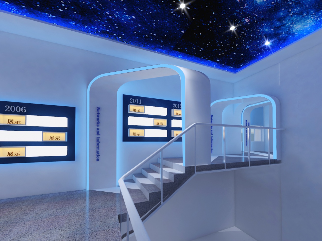 独具特色魅力的展台进行空间，吸引学生人流的布局与设计